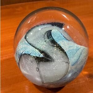 Vintage Robert Eickholt Glass Paperweight - signed - 3.5 inches